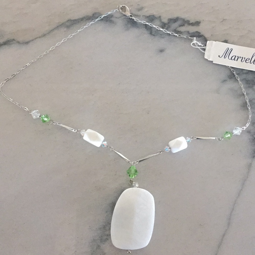 Green and white necklace